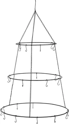 Produktbild von Deckenkranz - Schwarz - Metall - 3 Ringe - mit 27 Haken