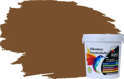 Produktbild von RyFo Colors Silikonharz Fassadenfarbe Lotuseffekt Trend Kaffeebraun 1l - bunte Fassadenfarbe, weitere Braun Farbtöne und Größen erhältlich, Deckkraft Klasse 1