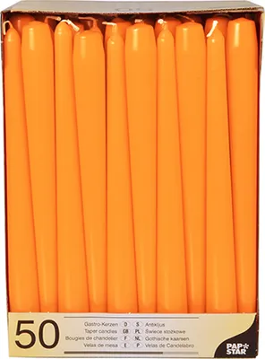 Produktbild von Papstar Leuchterkerzen Ø 2,2 cm 25 cm orange, 2 x 50 Stück