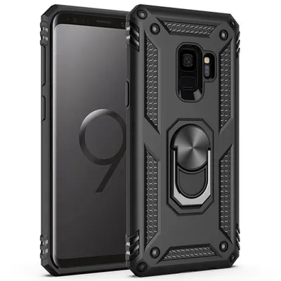 Obrázek produktu pro Galaxy S9 Pouzdro s Kroužkem, Dvouvrstvé Tvrdé PC TPU, Nárazuvzdorné Pouzdro s Stojánku pro Samsung Galaxy S9 černé