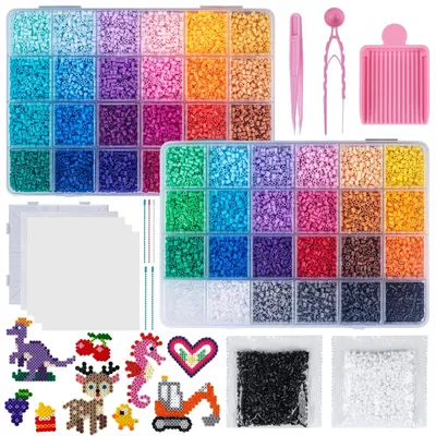 Productafbeelding van 18.800 stuks set strikparels, 48 kleuren, met opbergbox van kunststof