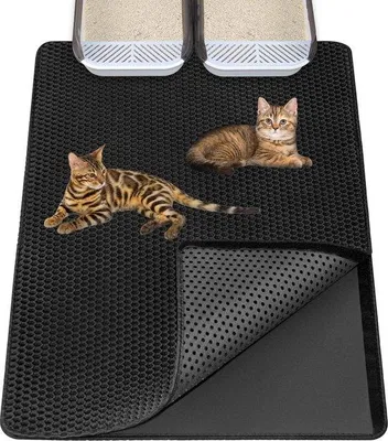 Zdjęcie produktu dla Duża mata do kuwety dla kota 90 x 60 cm - Wzór plastra miodu - Do wielu kuwet - Wodoodporna