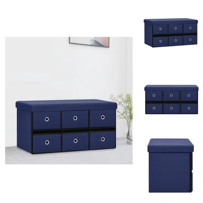 Obrázok produktu pre vidaXL Skladacia lavica s úložným priestorom Modrá 76x38x38 cm Vzhľad plátna - Komody a lavice do predsiene