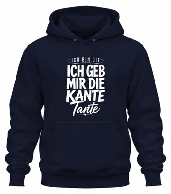 Immagine prodotto di "Io sono quella che sono, mi do da fare, sono sarcastica" – Felpa con cappuccio, blu navy, taglia XL