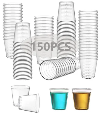 150er-Set Plastik-Shotgläser, 30 ml, transparent, wiederverwendbar