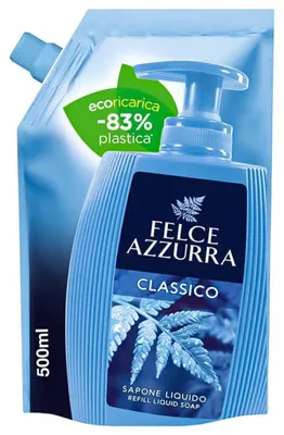 Produktbild von Felce Azzurra 8001280062117, Hände, Flüssigseife, Pumpenflasche, Kiefer, Rose, Orange, Rose, Kiefer, Orange, Patschuli, Lavendel