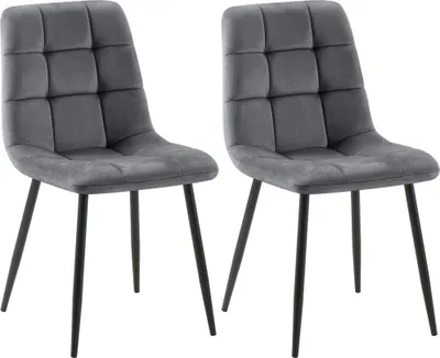 Produktbild von CLP 2er Set Esszimmerstuhl Tilde gepolstert mit Rückenlehne bis 150 kg belastbar dunkelgrau Material Samt
