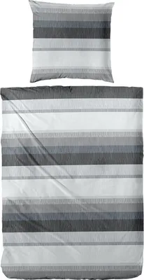 Produktbild von Biber Bettwäsche Streifen 135 x 200 cm grau/schwarz