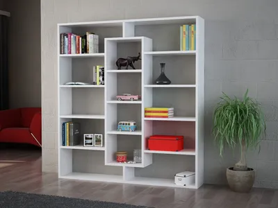 Produktbild von Skye Decor, Ample - White, Bücherregal, Weiß, 100% MELAMINBESCHICHTETE SPANNPLATTE, 125 x 22 x 135,7 cm
