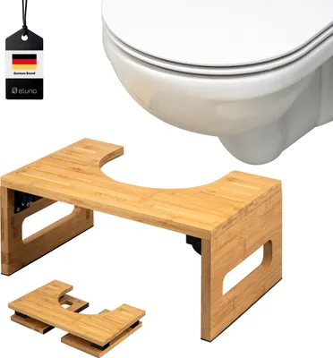 Obrázek produktu pro eluno toaletní stolička, podnožka z bambusu, skládací, šetřící místo, přírodní materiál