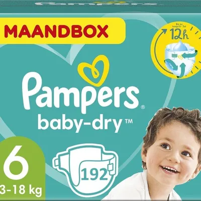 Produktbild von Pampers Baby-Dry – Größe 6 (13–18 kg) – 192 Windeln – Monatspackung