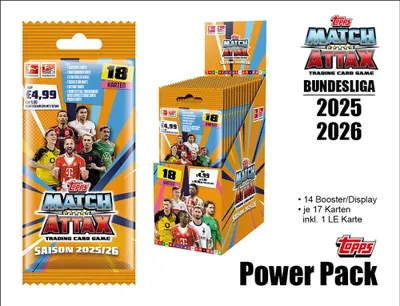 Produktbild von Topps Match Attax Bundesliga 2025/26 - 1 Power Pack Display (14 Packs)
