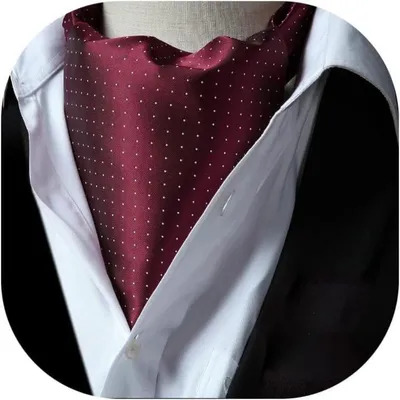 Productafbeelding van Sjaal voor heren, model Ascot, elegant, met stippen, geschikt voor zakelijke gelegenheden, kleur: bordeauxrood