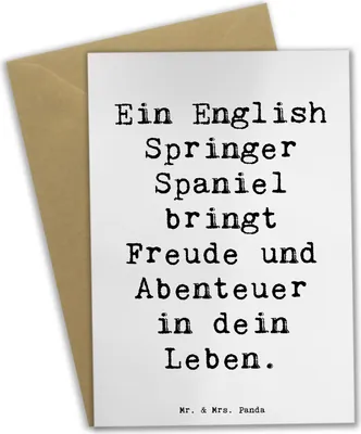 Produktbild von Mr. & Mrs. Panda Klappkarte Spruch English Springer Spaniel Freude - Weiß - Geschenk, Hunderassen, glückwunschkarten, dankeskarten, Hunde, treuer Begleiter, osterkarten