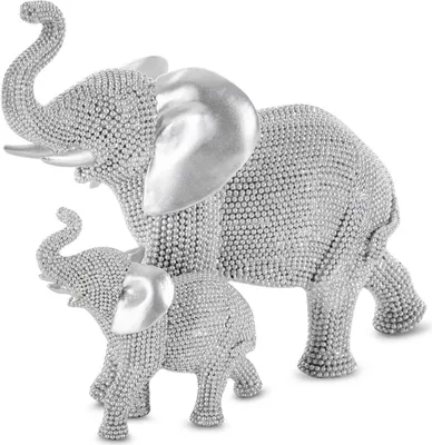 Zdjęcie produktu dla Elegancka Figurka Słonia z Żywicy Srebrna 25x12x20 cm