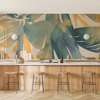 Produktbild von Vlies Fototapete - Watercolour Tropics 300x210 cm Blätter b-C-10389-a-a