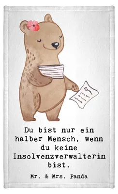 Produktbild von Mr. & Mrs. Panda gäste wc handtuch Insolvenzverwalterin Herz - Weiß - Geschenk, Baumwollhandtuch, badezimmer, Klein, gästehandtuch frottee, 30x50