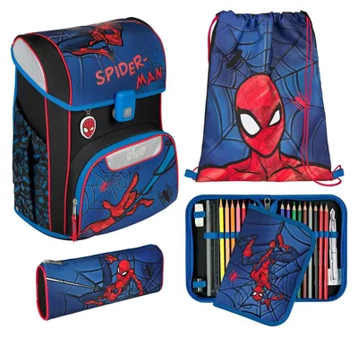 Produktbild von Scooli EasyStart Schulranzen-Set 5-teilig Spider - Man blau schwarz