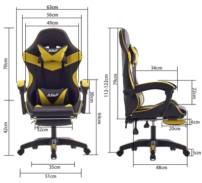 Produktbild von Ergonomischer Gaming-Stuhl mit verstellbarer Fußstütze und Lendenwirbelstütze