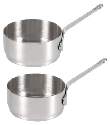 2 Edelstahl-Saucenschälchen mit Henkel, rund, 100 ml