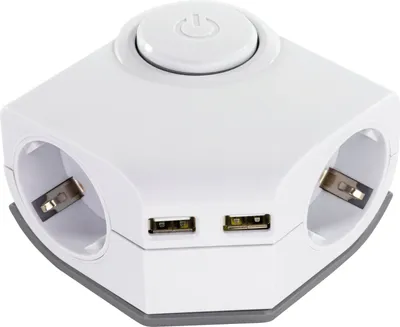 Produktbild von REV 2fach Steckdosenleiste Mehrfachsteckdose 2x USB Eckmontage 2+2 weiß