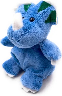 Produktbild von Onwomania Plüschtier Stofftier Kuscheltier Dinosaurier Urzeittier Riesenechse Dino Triceratops H 13 cm Blau