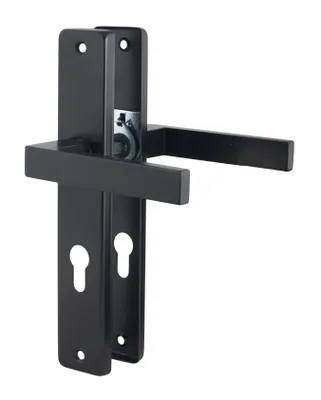 Produktbild von QRS - KWADRO Türbeschlag, Türgriff für Zimmertüren Türklinken Schwarz Matt 72mm PZ72 Klinken Innentüren Eckig Drückergarnitur aus Stahl & Aluminium