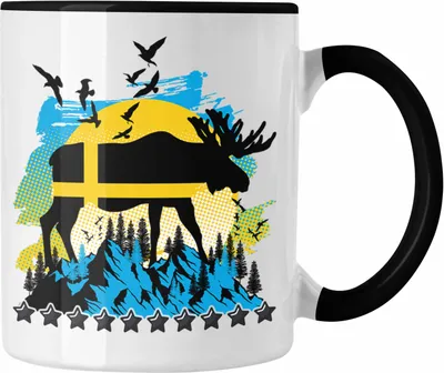 Produktbild von Trendation - Schweden Tasse Geschenk Urlaub Flagge Blau (Schwarz)