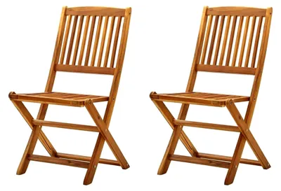 Produktbild von Klappbare Gartenstühle 2 Stück aus massivem Akazienholz, Stapelstühle für Balkon und Garten