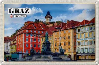 Produktbild von Blechschild Reise Graz Österreich Altstadt Architektur 30x20cm