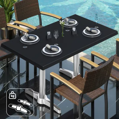 Produktbild von WBC | Bistro Außen Tisch | B: T: H: 120 x 70 x 80,5 cm | Schwarz / Aluminium | Rechteckig | Zusatzgewicht | Bistrotisch Gastro Tisch