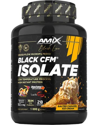 Obrázek produktu pro Amix Black CFM Isolate 1000 g jahodový cheesecake / Syrovátkové izoláty / Syrovátkový izolát CFM obohacený o probiotika Lactospore™ a trávicí enzymy Digezyme®