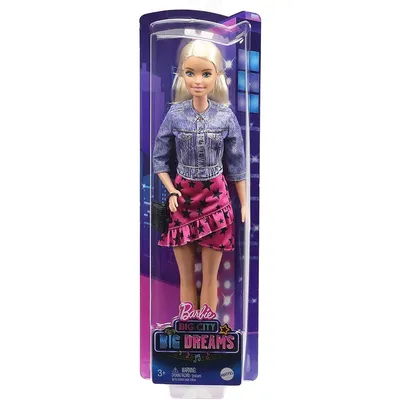 Produktbild von Mattel GXT03 Barbie Big City, Big Dreams Puppe, bereit für die große Bühne, mit Jeansjacke und pinken Sternen-Rock