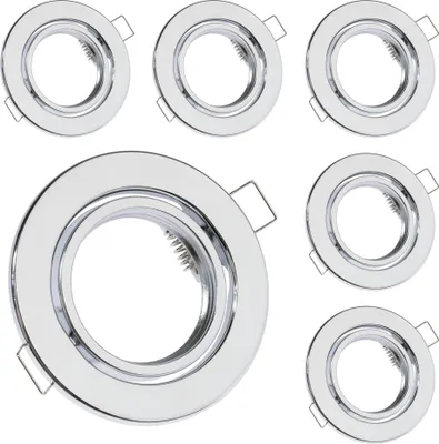 Produktbild von LUMILED 6x Einbaustrahler schwenkbar flach Spots für LED oder Halogen Einbauleuchten Einbaurahmen rund stahl Einbauspots Downlight Silber