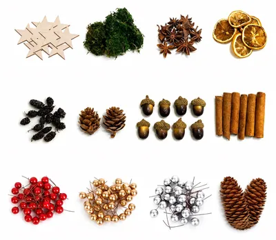 Adventskranz-Deko-Set, 119 Teile, Naturmaterialien, DIY