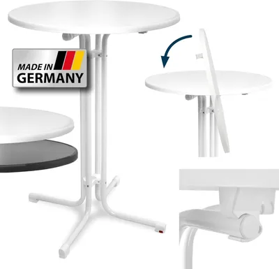 Image de Table d'appoint Sylt, diamètre 80 cm, blanche - Table ronde pour intérieur et extérieur, pliable - Table pliante, table pour événements