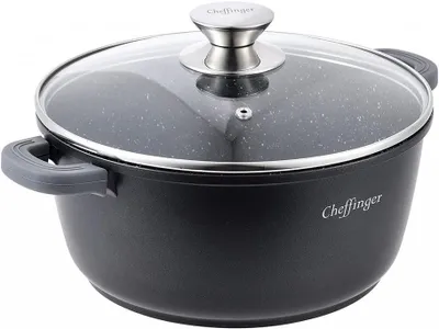 Produktbild von Schmortopf 28 cm, 6,3 Liter, Aluguss, Marmorbeschichtung, für Ofennutzung