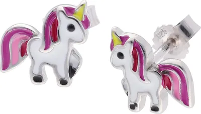 trendor 68348 Kinder-Ohrringe Silber 925 Einhorn Ohrstecker 1