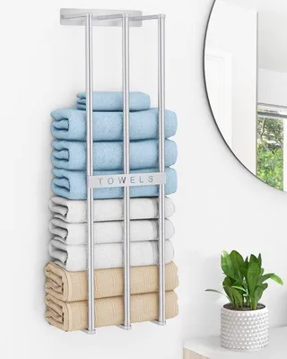 Obrázok produktu pre Držiak na uteráky do kúpeľne, 75 cm, strieborný, na 6 uterákov