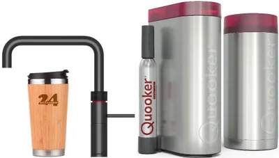 Produktbild von »QUOOKER FUSION SQUARE Festauslauf Schwarz COMBI+ B mit CUBE 2 *Der Wasserhahn, der alles kann! (22+FSBLKCUBE)« (2-St) 100°C Kochendwasserhahn