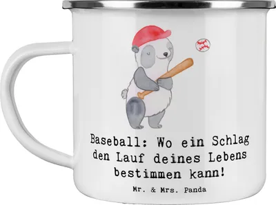 Produktbild von Mr. & Mrs. Panda Teetasse Baseball Schlag - Weiß - Geschenk, Leidenschaft, Sportler Geschenke, Sportarten, Pott, Sport, Abenteuer, Teebecher, Spiel, Outdoor Tasse