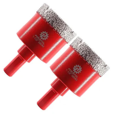 Immagine prodotto di Punte da trapano diamantate da 38 mm - confezione da 2 pezzi, saldate a vuoto con gambo triangolare, adatte per piastrelle, Vetroceramica, granito e marmo