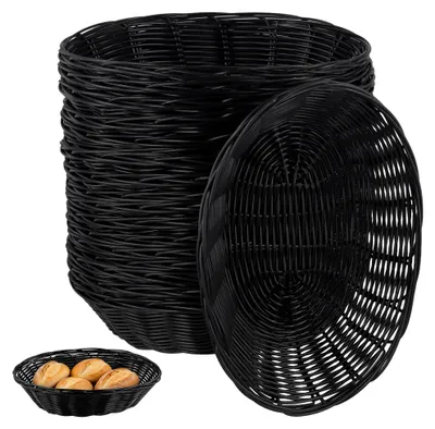 18er Set ovale Brotkörbe aus Kunststoff, schwarz, 23x15x6 cm