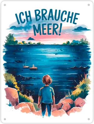 Produktbild von Ich brauche Meer! Metallschild XL in 21x28 cm