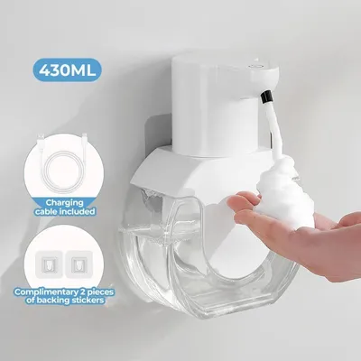 Produktbild von Automatischer Schaumseifenspender 500 ml, berührungslos mit Infrarot-Sensor, wiederaufladbar, Wandmontage, IPX5 – Weiß B