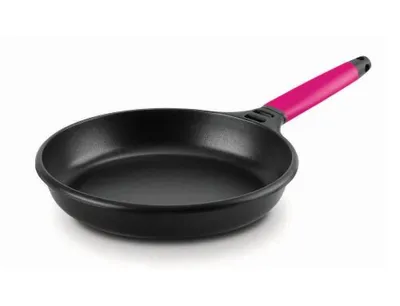 Produktbild von Castey Frypan Induc 28CM Magenta Bratpfanne, 28 cm max. Durchmesser, Gusseisen/Gussaluminium, Induktionsherd-geeignet, Antihaftbeschichtung, abnehmbarer Griff