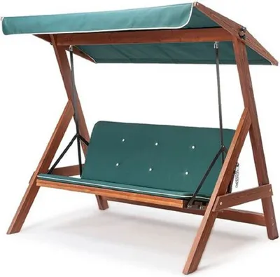 Produktbild von Casa Padrino Luxus Hollywood Schaukel Grün / Braun - Moderne Wetterfeste Garten Schaukel mit Sonnendach - Garten Möbel - Terrassen Möbel - Luxus Möbel