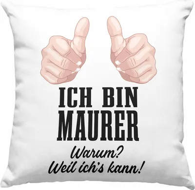 Produktbild von Trendation - Maurer Deko-Kissen mit Füllung 40x40 Geschenk Mit Spruch Geschenkidee Lustig Männer  Deko-Kissen mit Füllung 40x40 Job (Rosa)