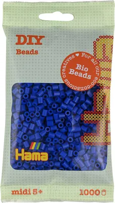 Imagen del producto de Hama Perlas para planchar 190-08, perlas biodegradables midi, color azul, en bolsa