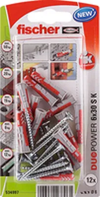 Zdjęcie produktu dla Fischer 534997 kotwa wkręcana / kołek rozporowy 12 szt. zestaw wkrętów i kotew 30 mm